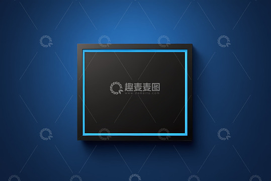 蓝色背景带发光边框黑色屏幕