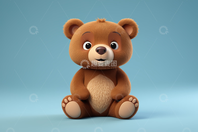 高清大图下载【趣麦麦图】坐着的卡通小熊形象