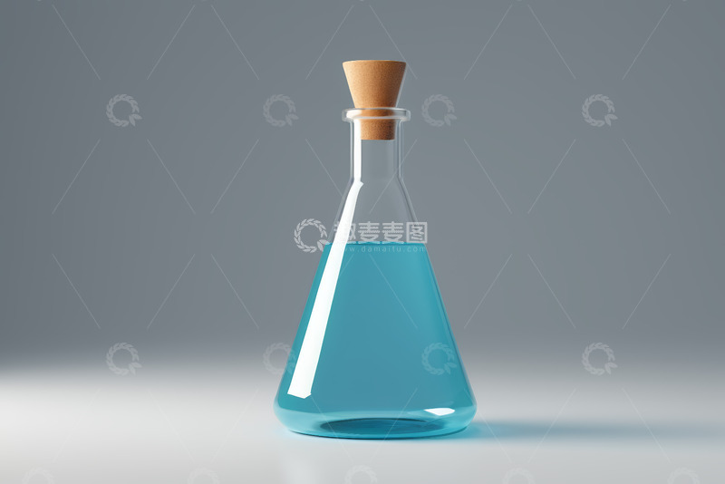 高清大图下载【趣麦麦图】装有蓝色液体的玻璃锥形瓶