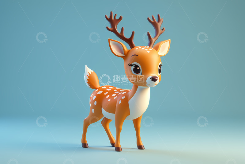 高清大图下载【趣麦麦图】卡通小鹿3D形象