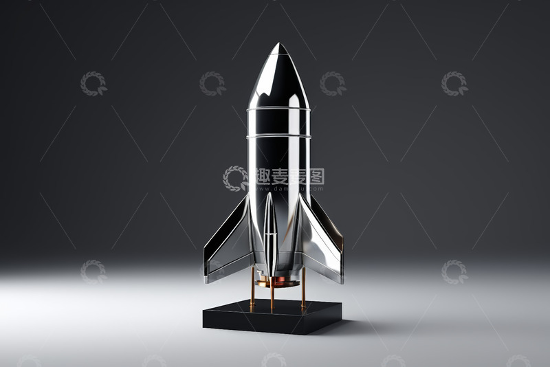 高清大图下载【趣麦麦图】金属质感火箭模型展示