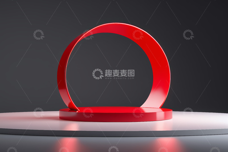 高清大图下载【趣麦麦图】红色圆形3D立体展示模型