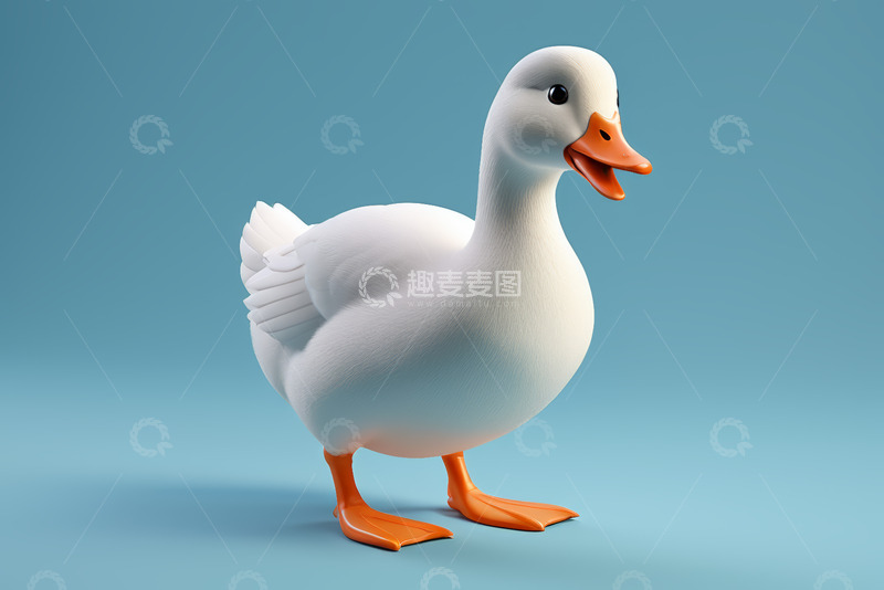 高清大图下载【趣麦麦图】白色鸭子3D渲染图像