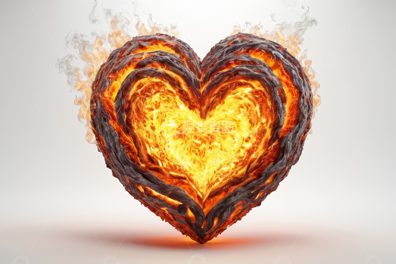高清大图下载【趣麦麦图】燃烧的心形火焰特效