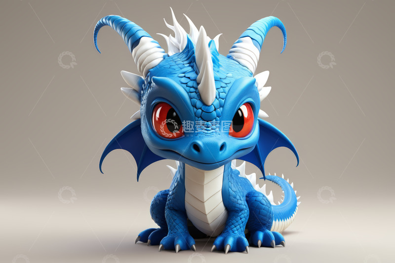 高清大图下载【趣麦麦图】蓝色卡通小龙形象素材