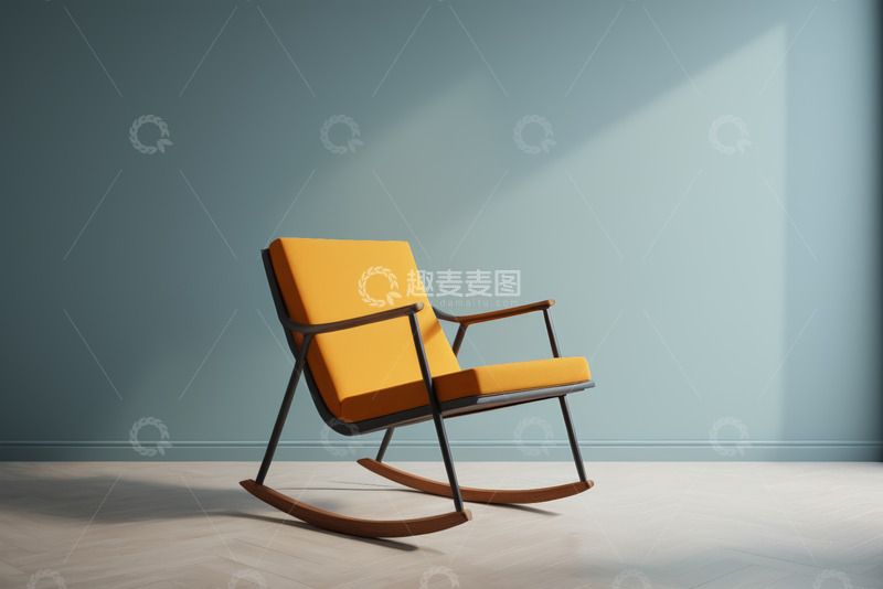 高清大图下载【趣麦麦图】现代风格室内黄色摇椅