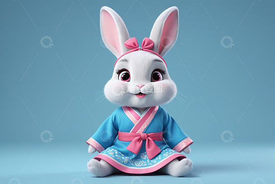 穿汉服的卡通兔子形象