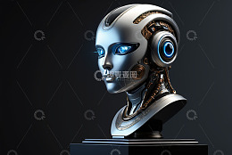 银色机器人头部特写