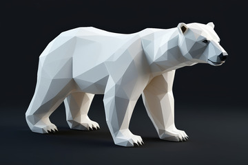 低多边形风格北极熊3D模型
