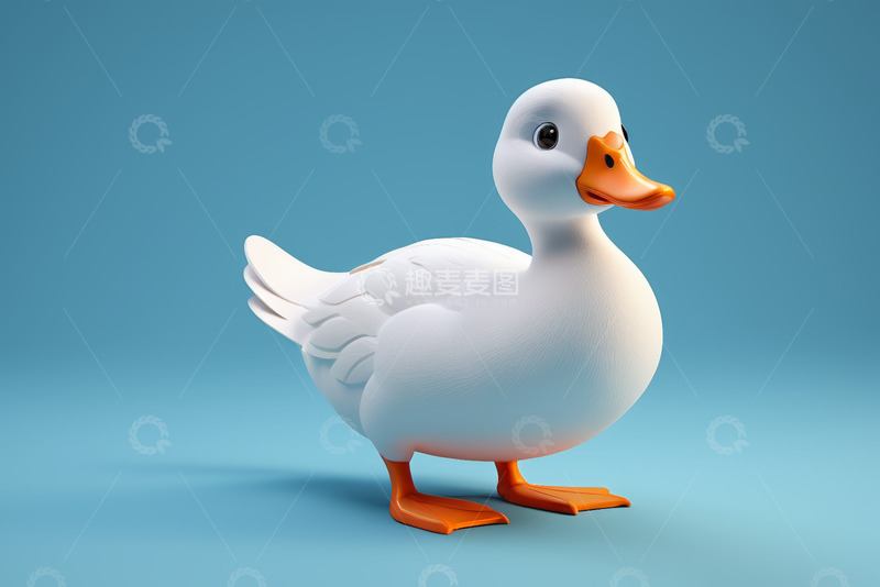 高清大图下载【趣麦麦图】白色卡通鸭子素材
