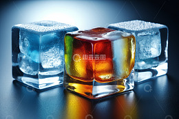 彩色冰块特写静物素材