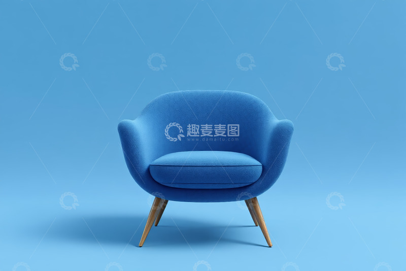 高清大图下载【趣麦麦图】蓝色现代风格单人沙发