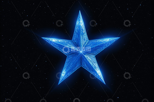 蓝色发光五角星星空背景