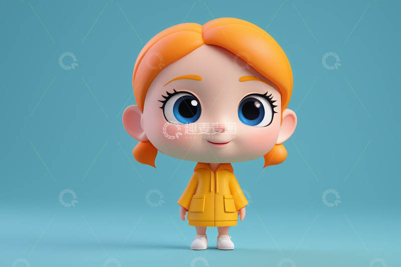 高清大图下载【趣麦麦图】卡通小女孩3D形象