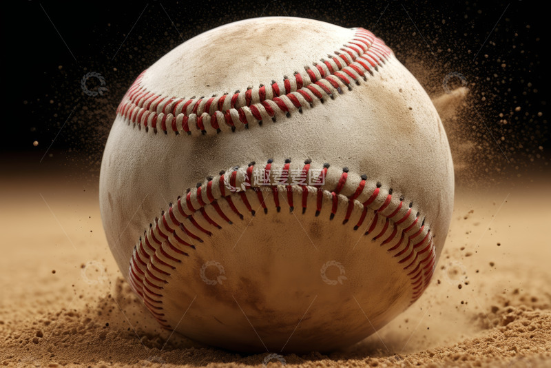 高清大图下载【趣麦麦图】棒球在沙地滚动特写