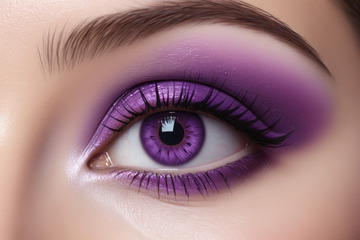 女性紫色系眼妆特写