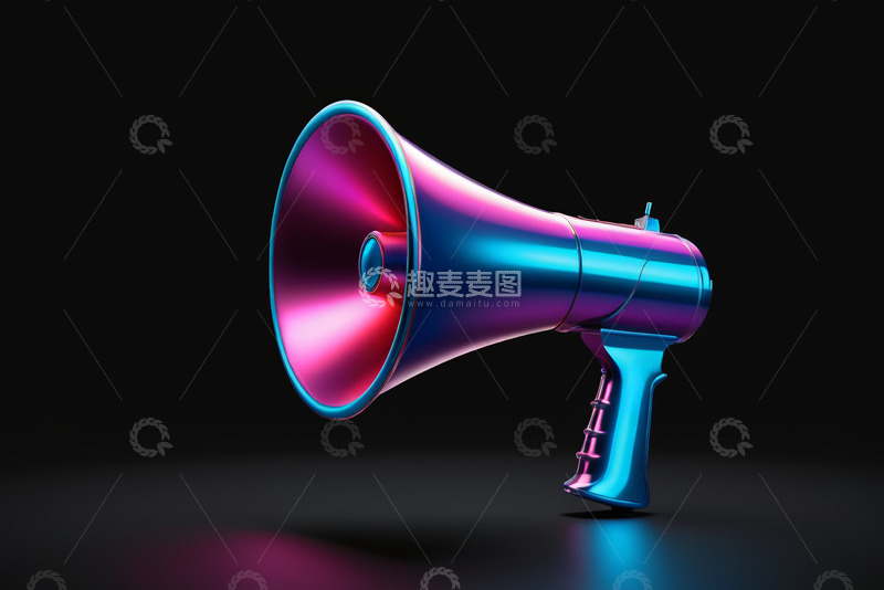 高清大图下载【趣麦麦图】金属质感扩音器三维渲染素材