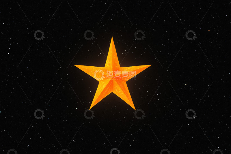 高清大图下载【趣麦麦图】黑色背景上的橙色五角星