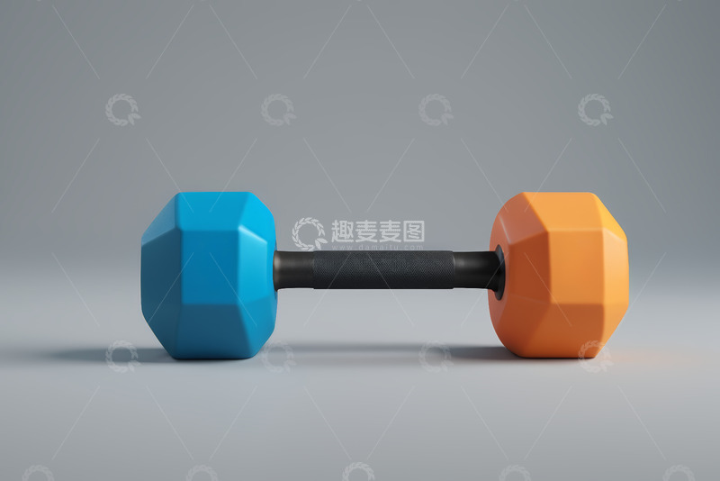 高清大图下载【趣麦麦图】双色哑铃健身器材素材