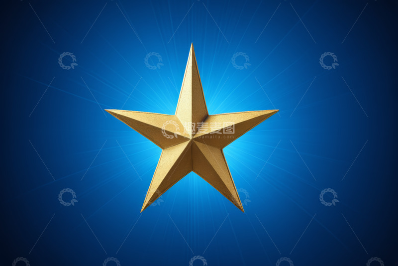 高清大图下载【趣麦麦图】蓝色背景上的金色五角星