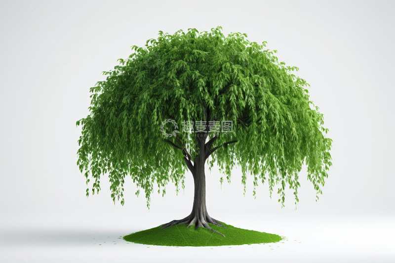 高清大图下载【趣麦麦图】单棵垂柳绿植3D模型素材