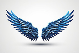 蓝色羽翼插画素材