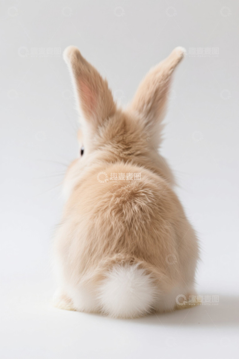 高清大图下载【趣麦麦图】米色兔子背面特写