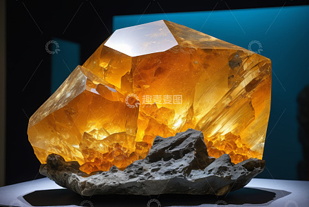 大型黄色水晶矿物特写