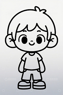 卡通小男孩站立形象素材