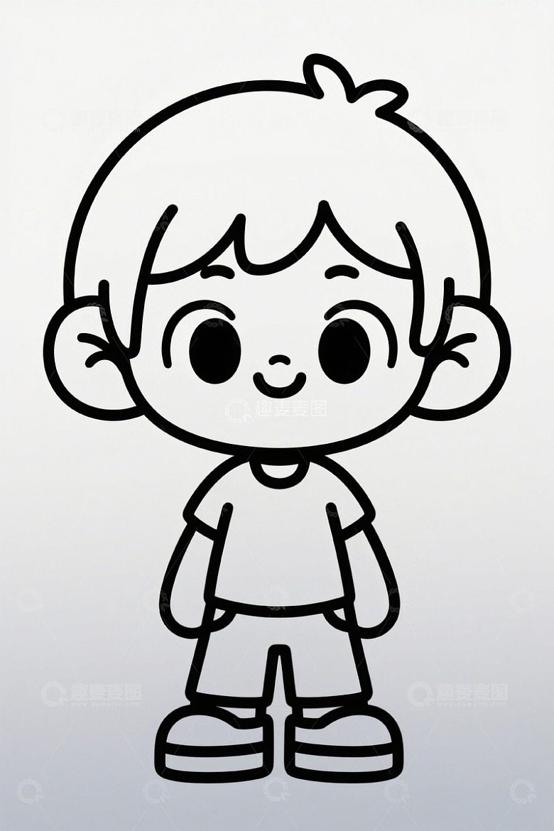 卡通小男孩站立形象素材