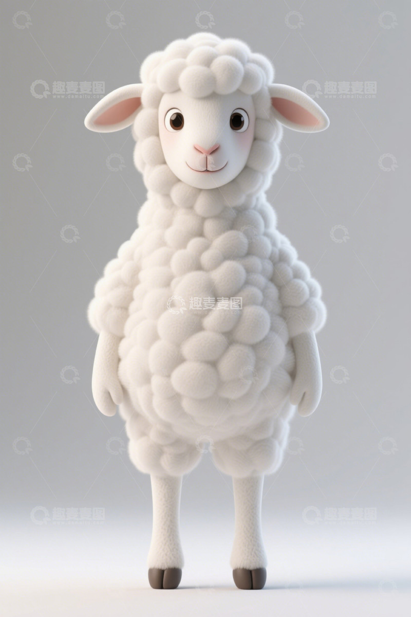 高清大图下载【趣麦麦图】卡通绵羊站立形象素材