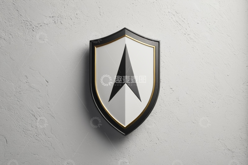 高清大图下载【趣麦麦图】盾牌形状标志贴于墙面