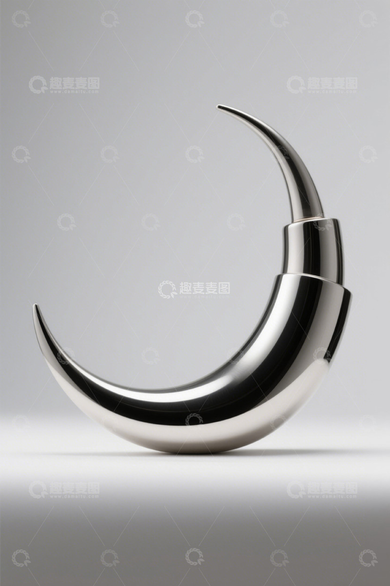 高清大图下载【趣麦麦图】银色月牙形现代装饰摆件