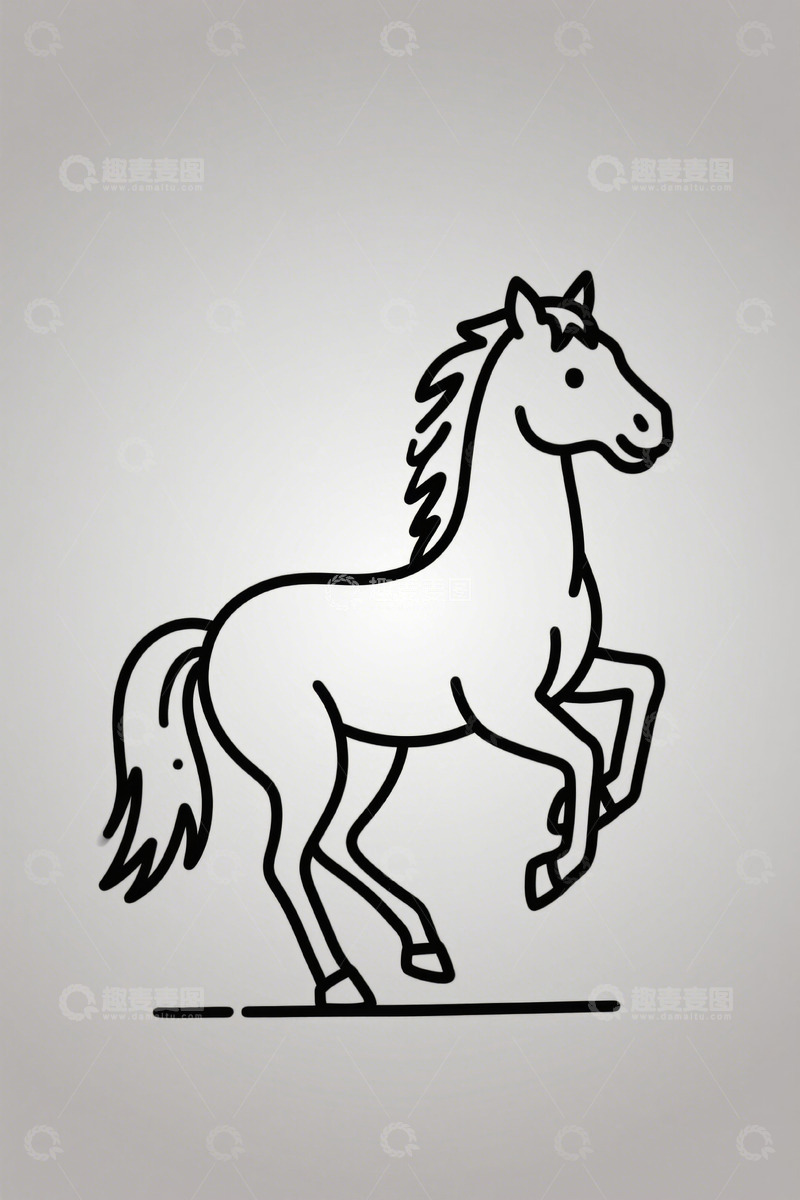 高清大图下载【趣麦麦图】线条勾勒站立姿态的马