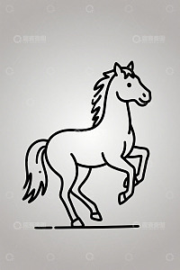 线条勾勒站立姿态的马