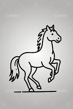 线条勾勒站立姿态的马