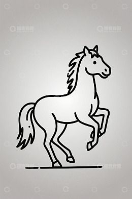 线条勾勒站立姿态的马