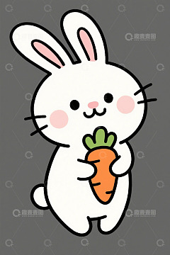 卡通兔子手持胡萝卜形象