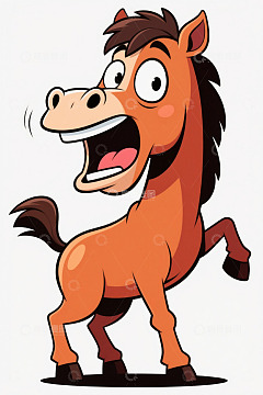 卡通马站立张嘴形象素材
