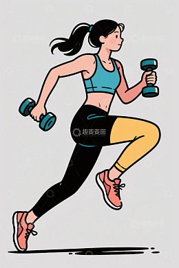 女子手持哑铃运动健身画面