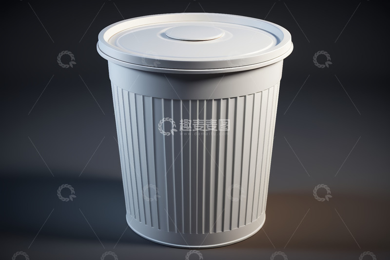 高清大图下载【趣麦麦图】白色塑料垃圾桶特写