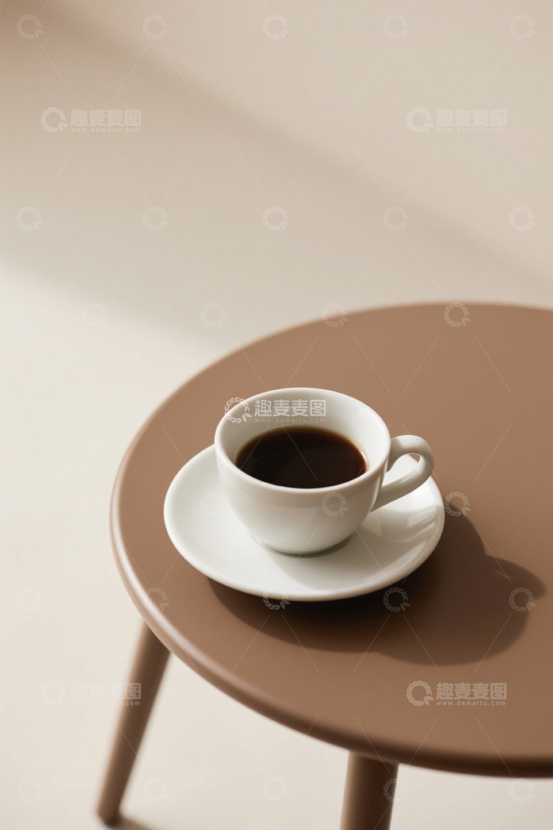 高清大图下载【趣麦麦图】圆桌上的一杯咖啡
