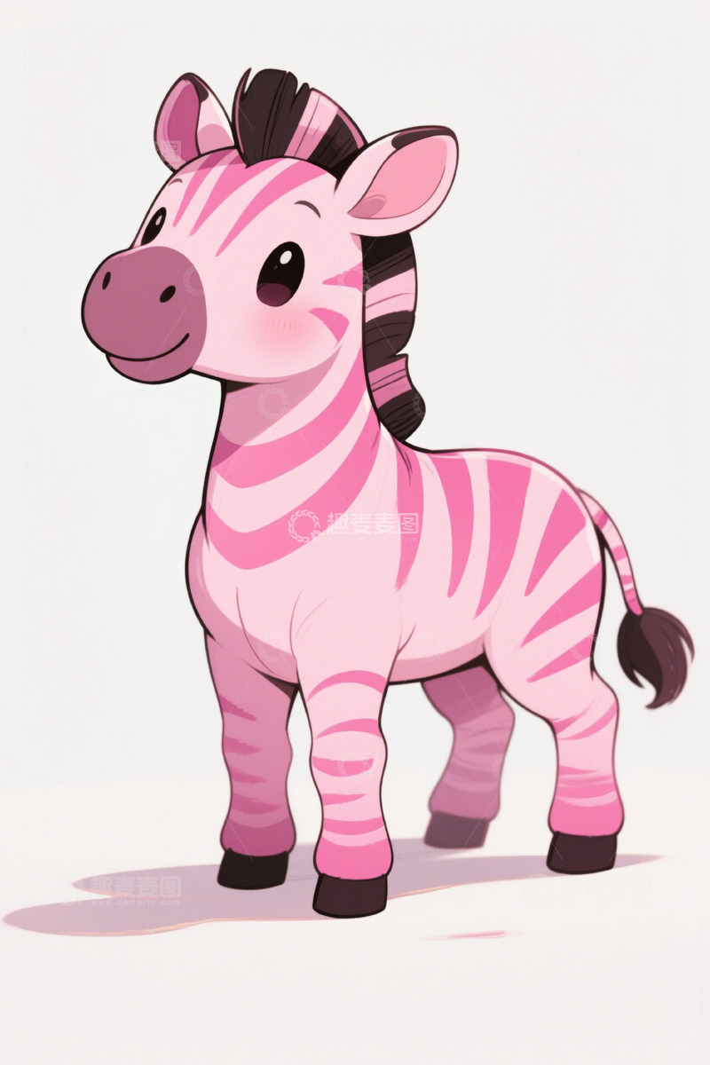 高清大图下载【趣麦麦图】粉色卡通斑马形象素材