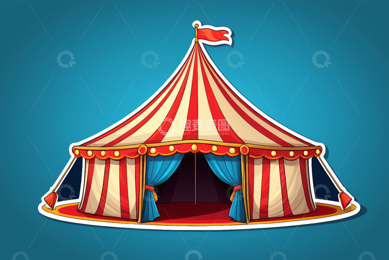 高清大图下载【趣麦麦图】卡通风格马戏团帐篷