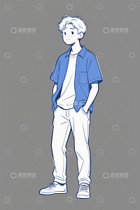 站立的休闲风卡通男孩