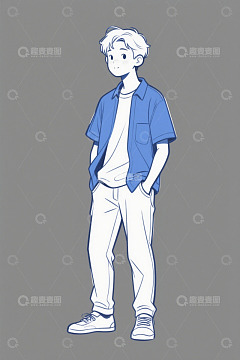 站立的休闲风卡通男孩