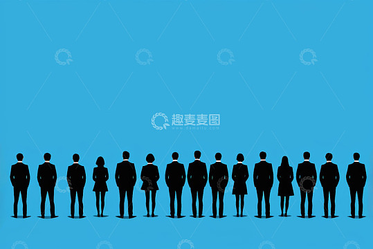 商务人士队列剪影