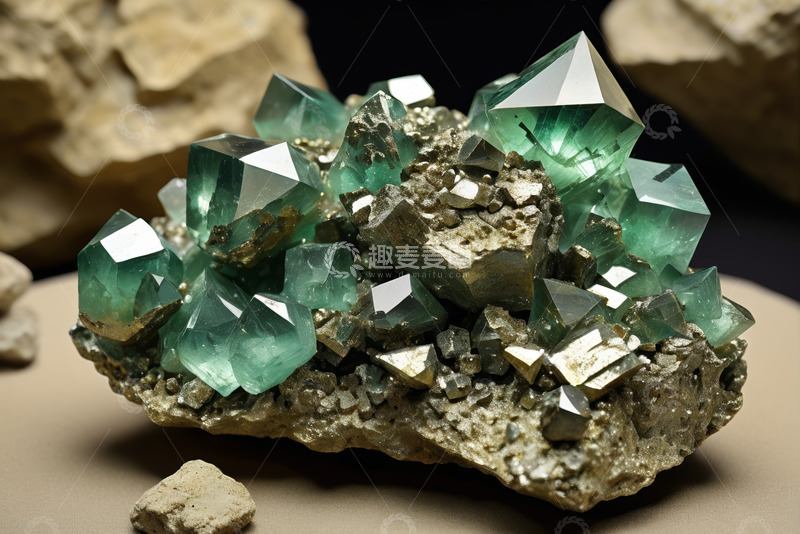 高清大图下载【趣麦麦图】绿色水晶矿石特写素材