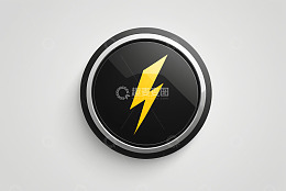 黑色圆形闪电图标设计素材