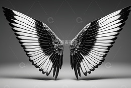黑白羽翼设计素材